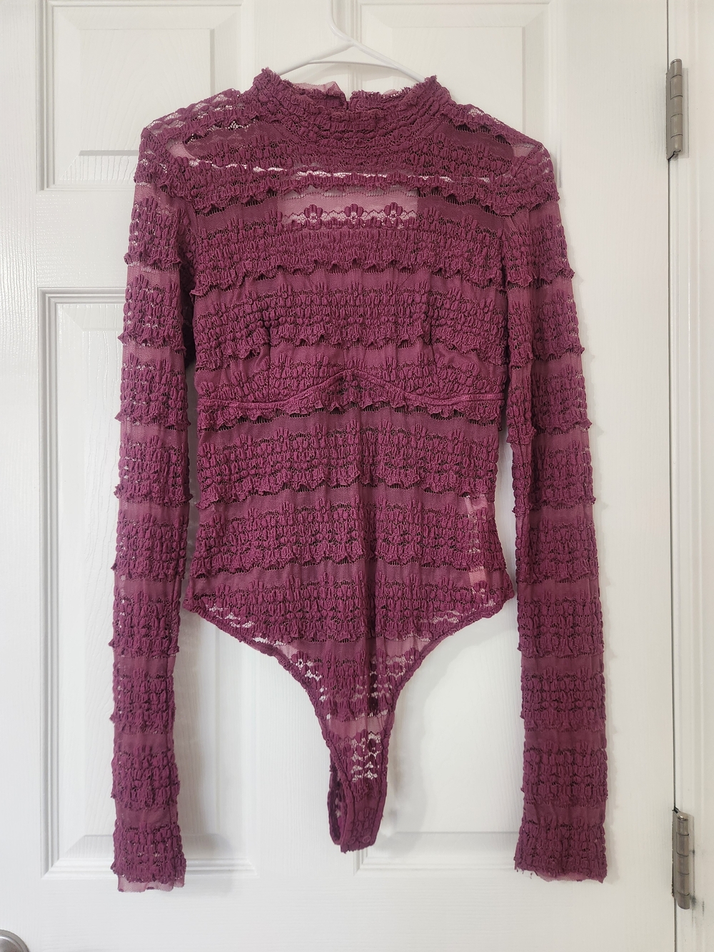 Free People Angelina Bodysuit in Winetasting Sz Med
